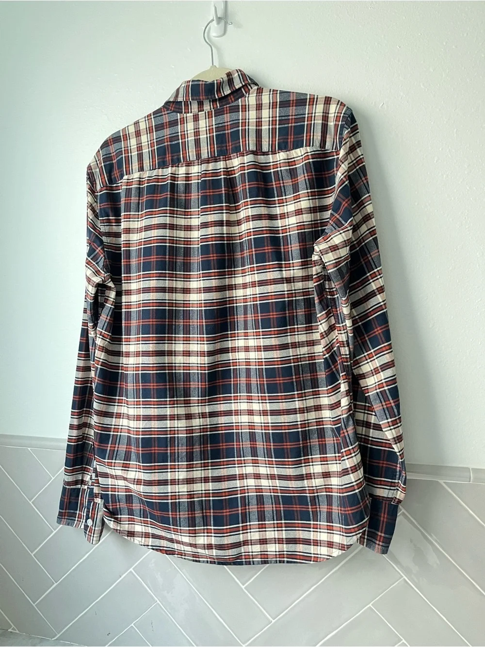 J. Crew Men's Plaid Button-Down Shirt - Navy, Cream & Red